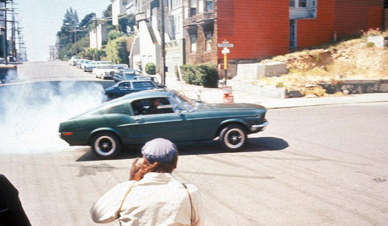 Filming Bullitt in the street of San Francisco.