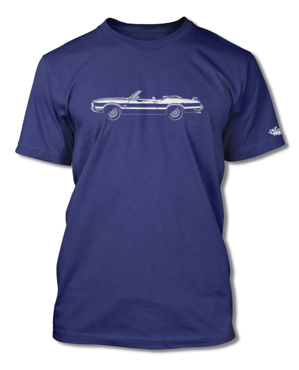 1970 Oldsmobile Cutlass 4-4-2 W-30 Convertible with Spoiler T-Shirt - Men - Side View