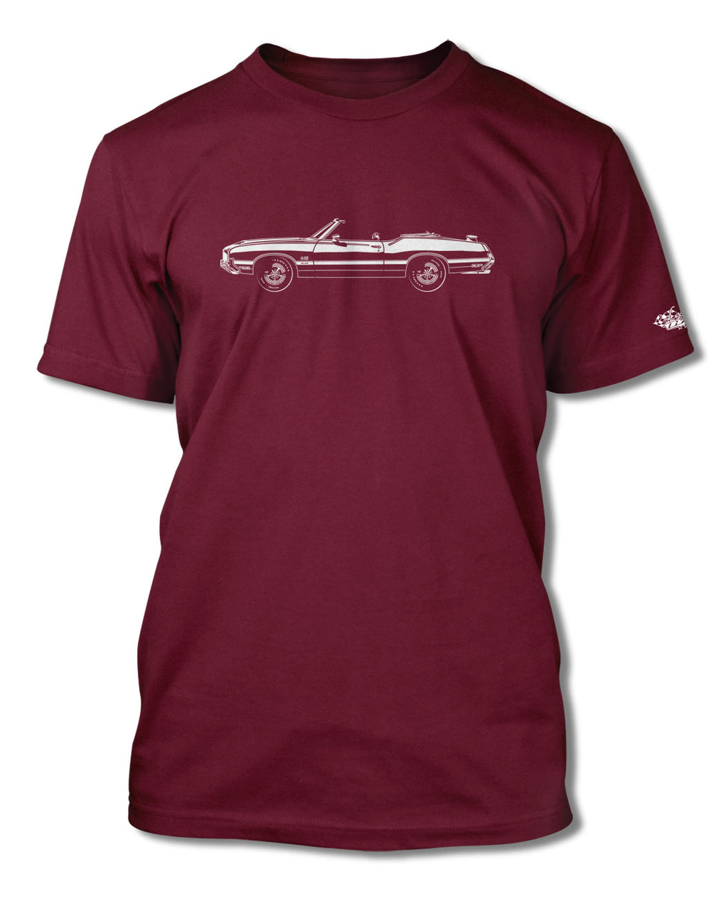 1971 Oldsmobile Cutlass 4-4-2 W-30 Convertible with Spoiler T-Shirt - Men - Side View