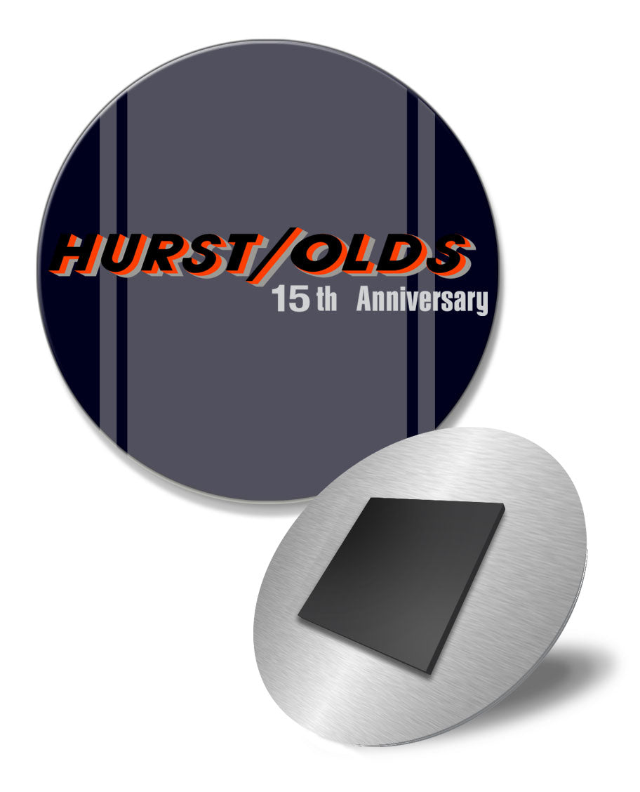 Oldsmobile HURST/OLDS 15th Anniversary Emblem 1983 Round Fridge Magnet