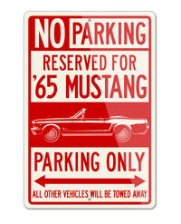 1965 Ford Mustang Base Convertible Reserved Parking Only Sign