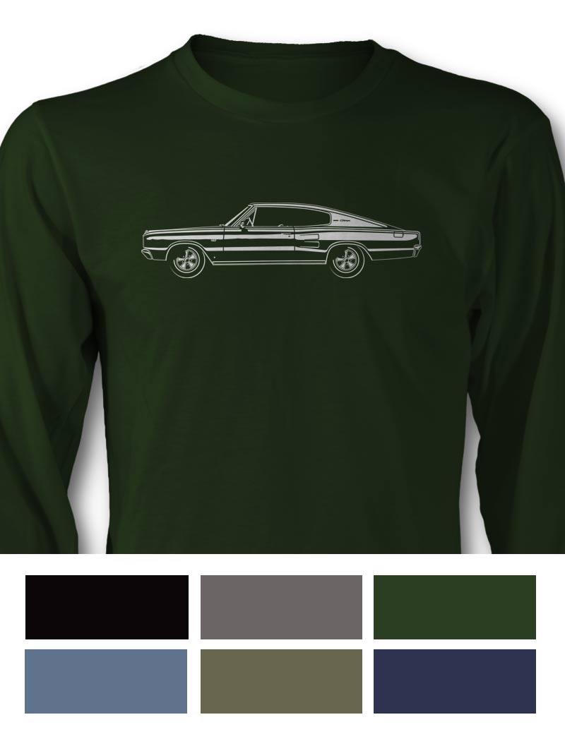 1966 Dodge Charger Coupe T-Shirt - Long Sleeves - Side View