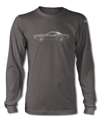1971 Dodge Challenger RT Hardtop Bulge Hood T-Shirt - Long Sleeves - Side View