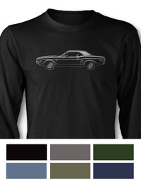 1971 Dodge Challenger RT Hardtop Bulge Hood T-Shirt - Long Sleeves - Side View