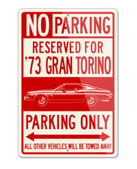1973 Ford Gran Torino Sport Sportsroof with Stripes Reserved Parking Only Sign