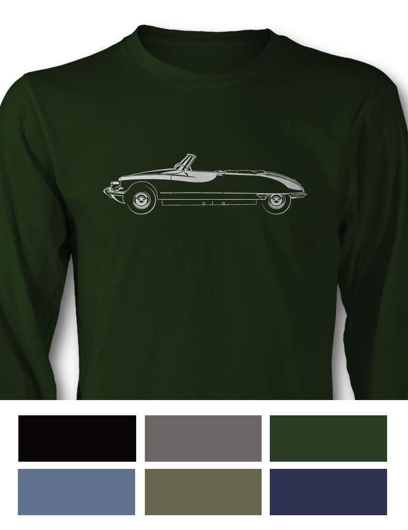 Citroen DS ID 1955 - 1967 Convertible Cabriolet Long Sleeve T-Shirt - Side View