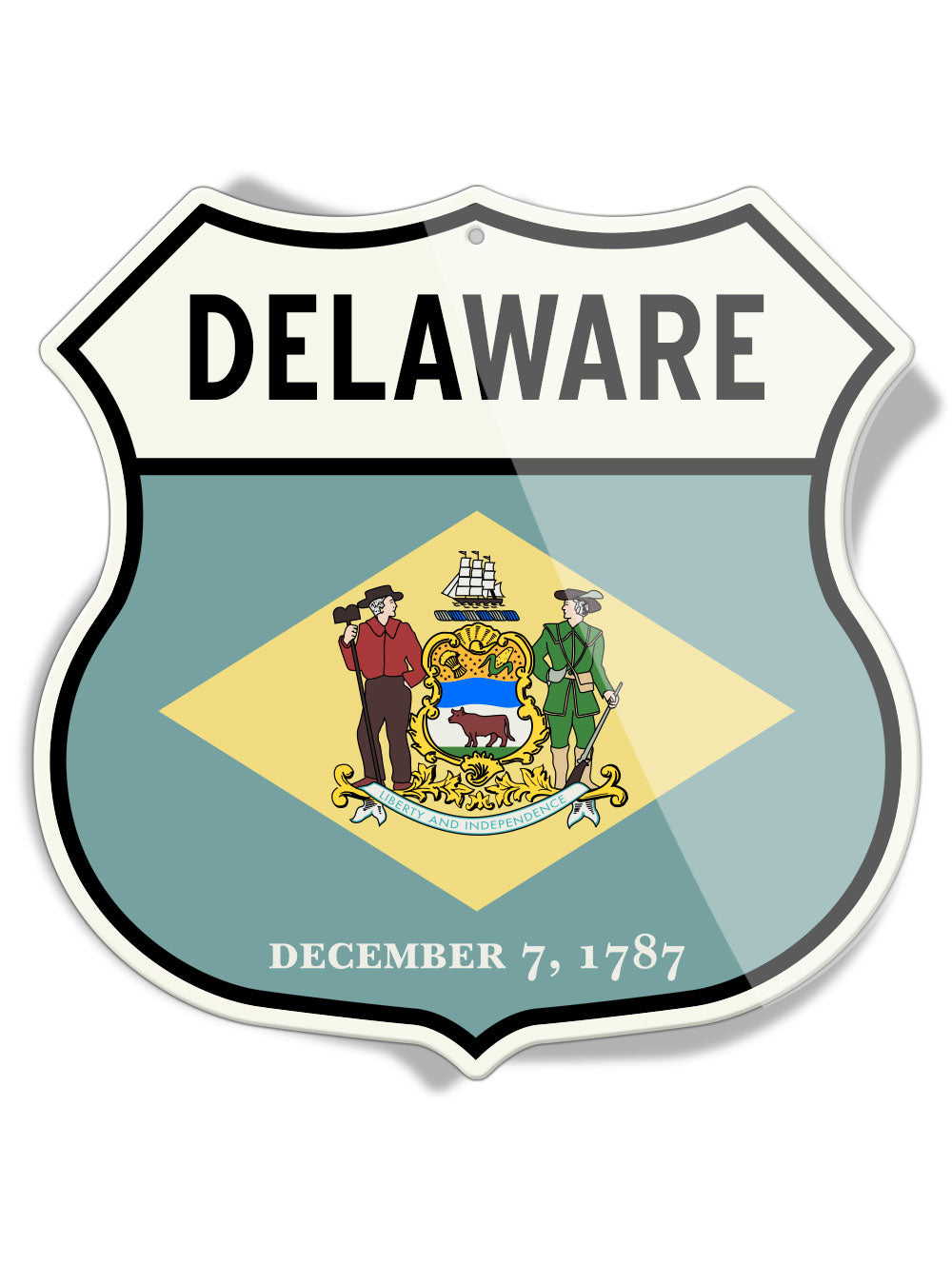 State Flag of Delaware - Shield Shape - Aluminum Sign