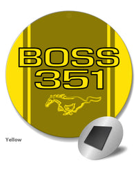 BOSS 351 c.i. V8 Engine Emblem 1971 Round Fridge Magnet