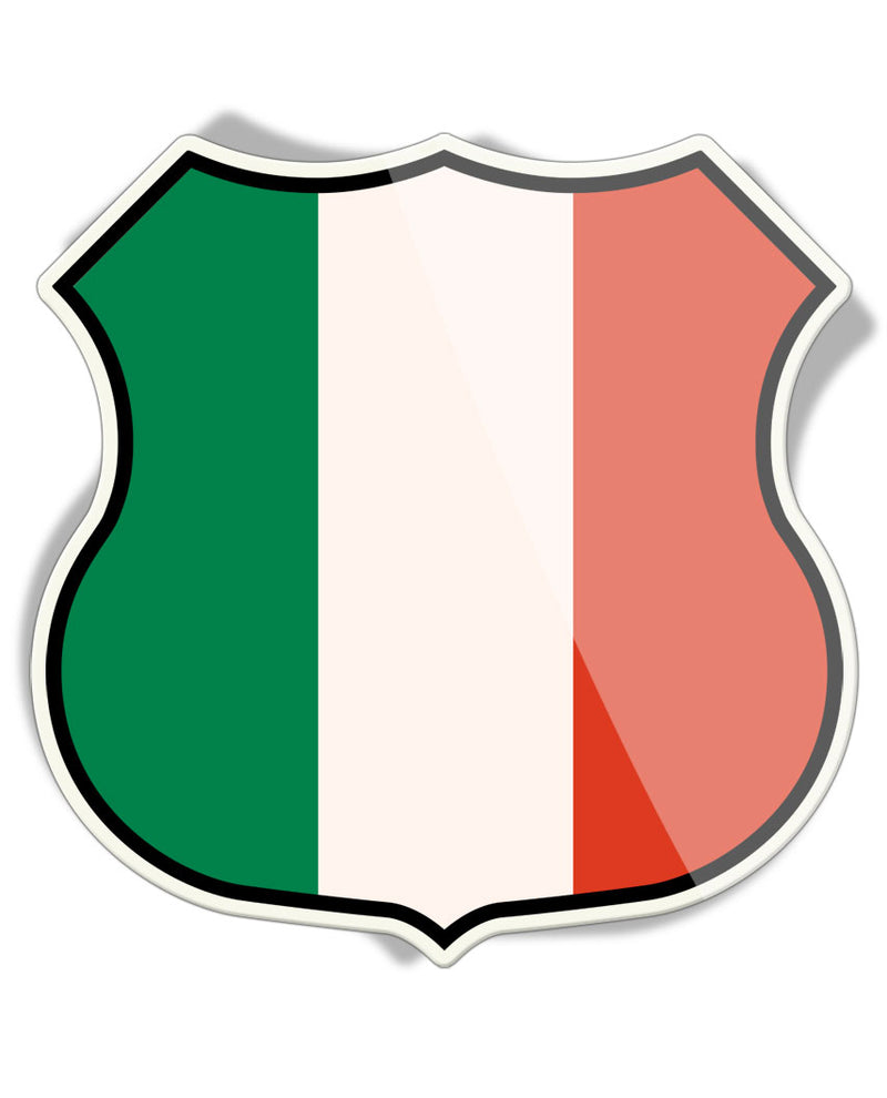 Italian Flag Shield - Aluminum Sign