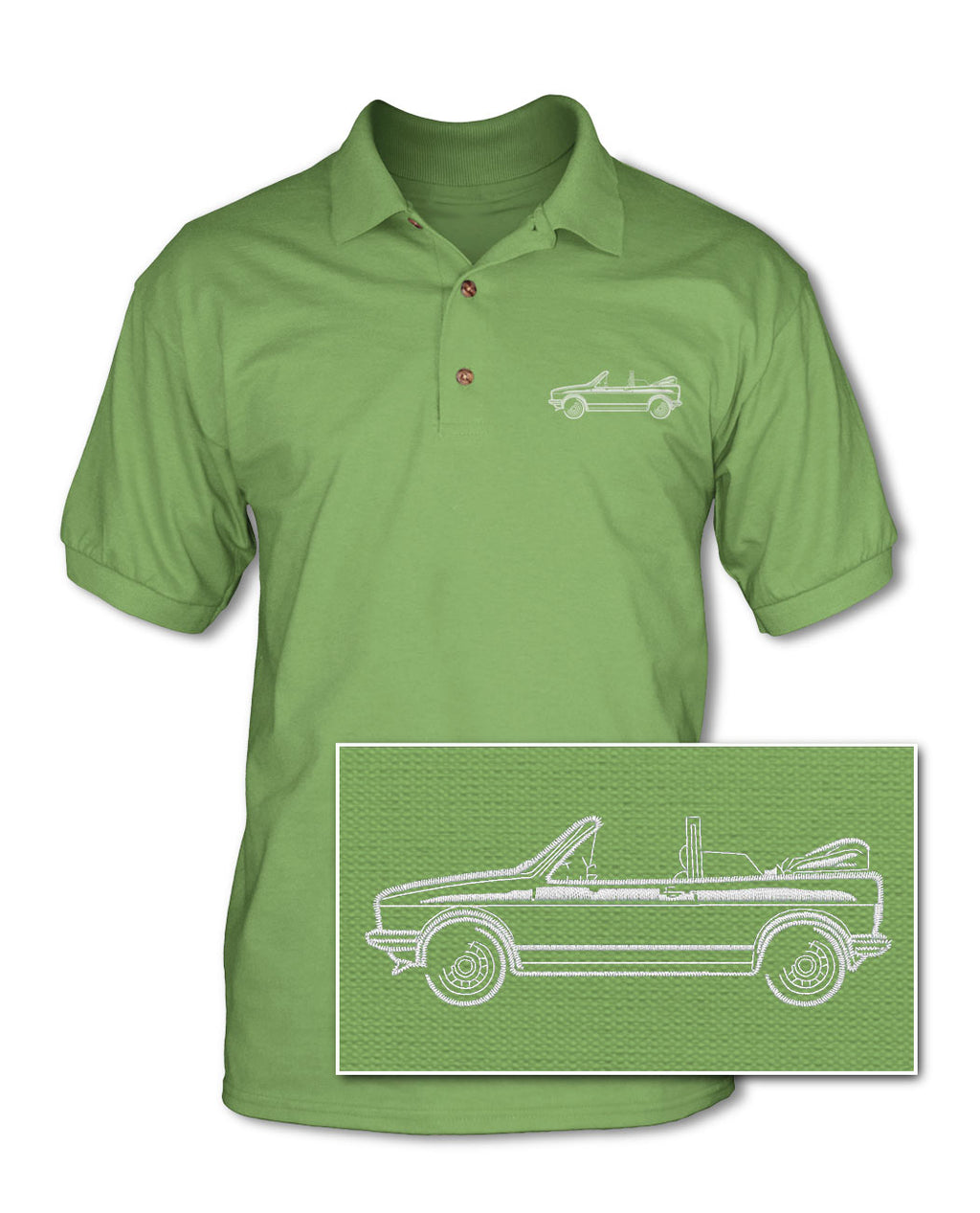 Volkswagen Golf Rabbit Cabriolet Convertible - Adult Pique Polo Shirt - Side View