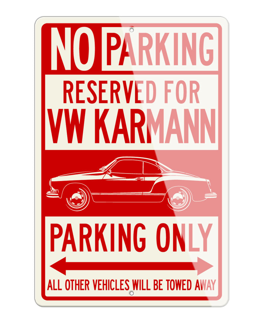 Volkswagen Karmann Ghia Coupe Reserved Parking Only Sign