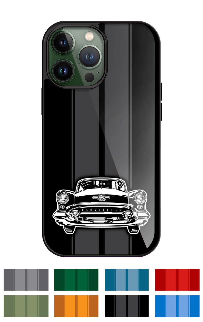 1955 Oldsmobile Front View Smartphone Case - Racing Stripes Front View