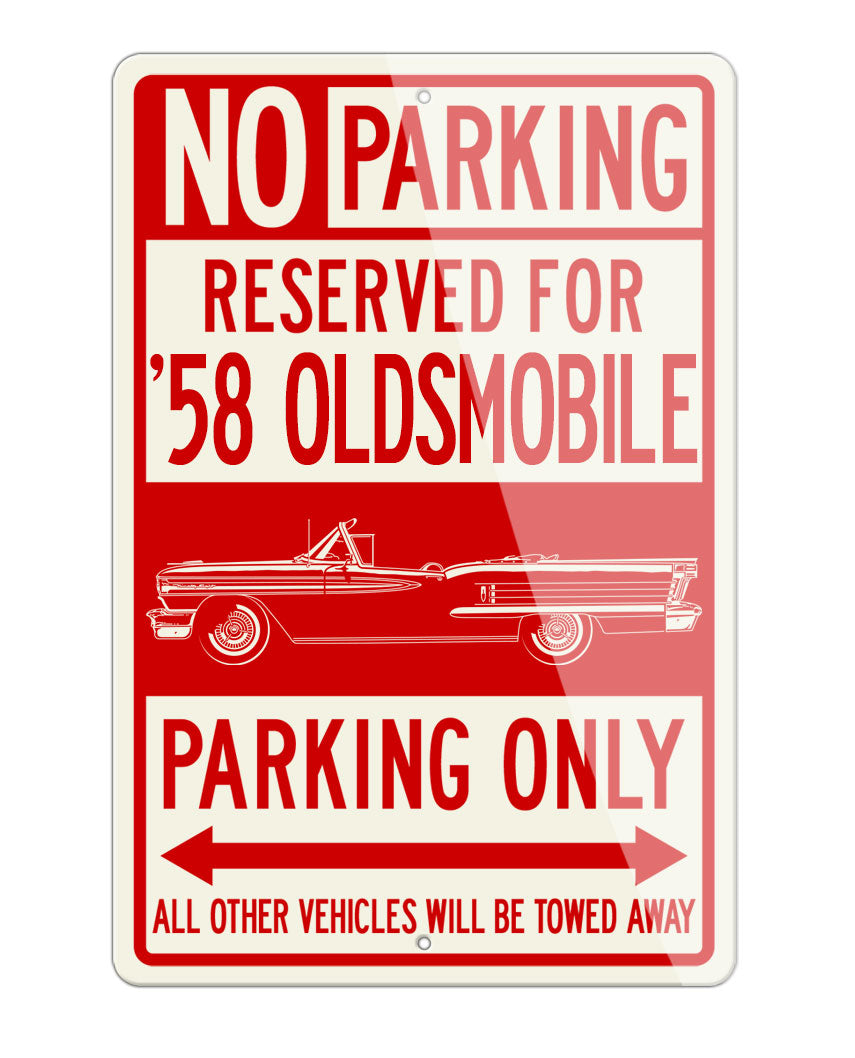 1958 Oldsmobile 98 Starfire Convertible Reserved Parking Only Sign