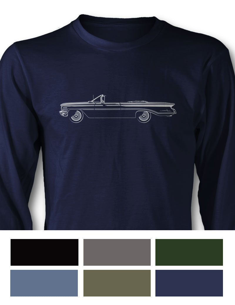 1960 Oldsmobile 98 Starfire Convertible T-Shirt - Long Sleeves - Side View