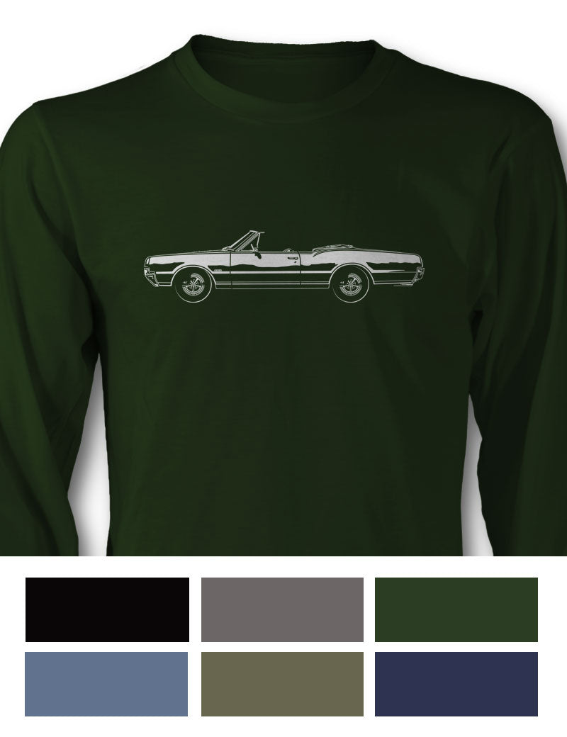 1967 Oldsmobile Cutlass 4-4-2 Convertible T-Shirt - Long Sleeves - Side View
