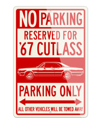 1967 Oldsmobile Cutlass Sports Coupe Reserved Parking Only Sign