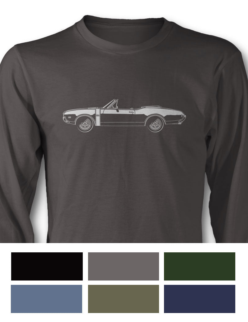 1968 Oldsmobile Cutlass 4-4-2 Convertible with Stripes T-Shirt - Long Sleeves - Side View