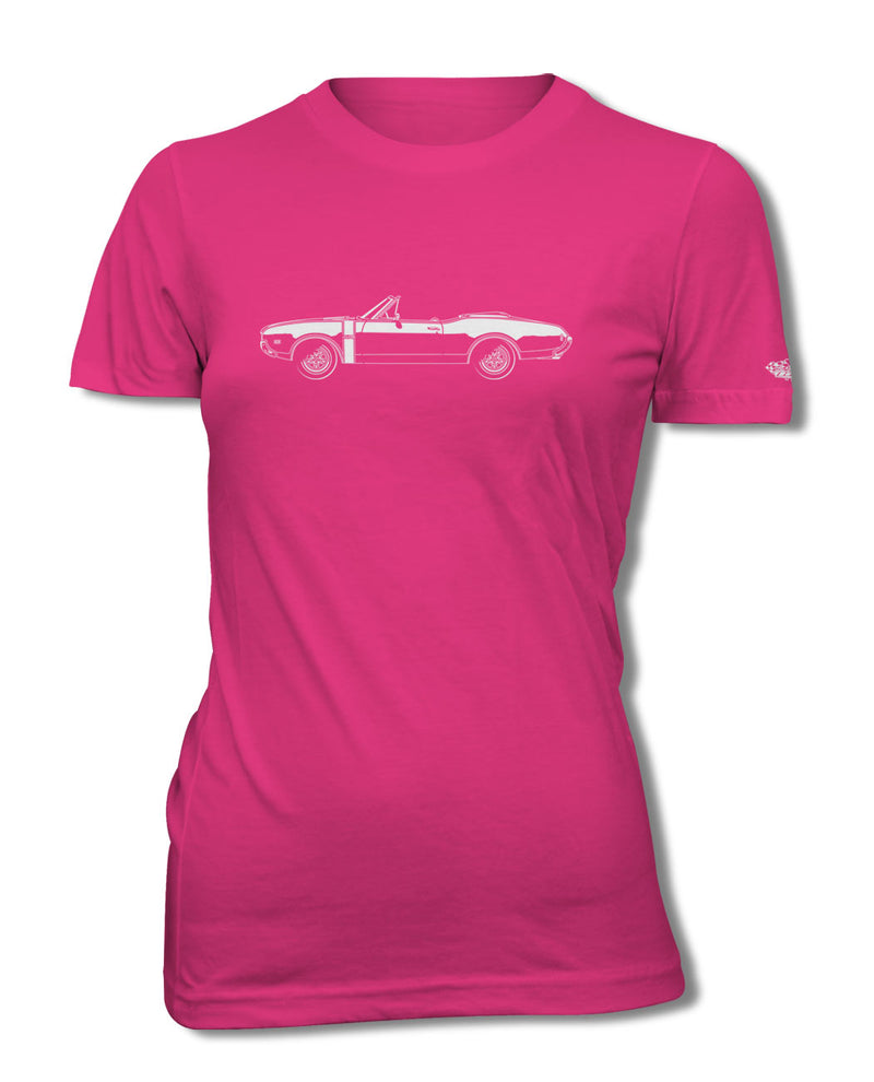 1968 Oldsmobile Cutlass 4-4-2 Convertible with Stripes T-Shirt - Women - Side View