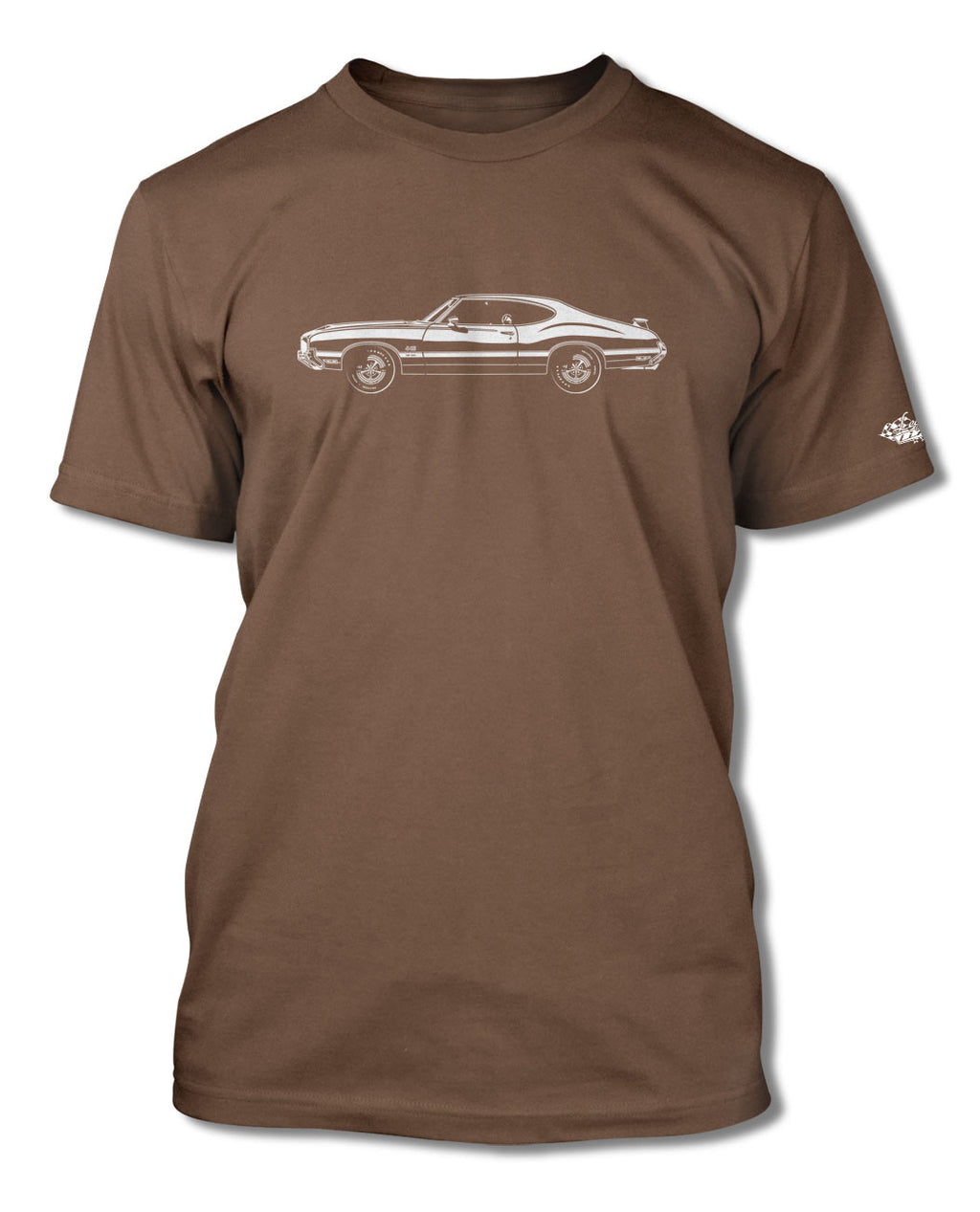 1971 Oldsmobile Cutlass 4-4-2 W-30 Holiday Coupe with Spoiler T-Shirt - Men - Side View