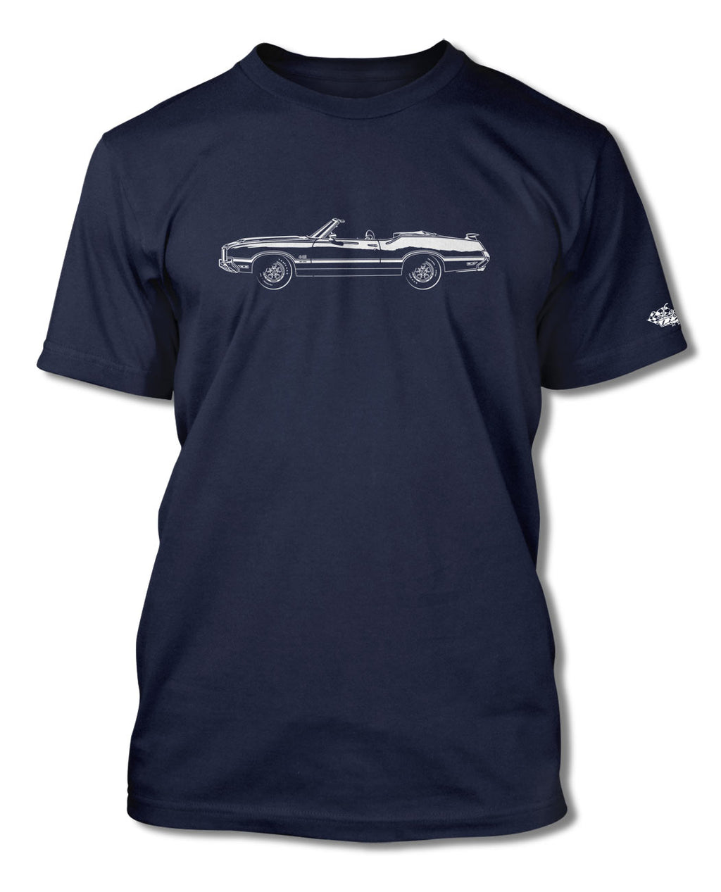 1972 Oldsmobile Cutlass 4-4-2 W-30 Convertible with Spoiler T-Shirt - Men - Side View