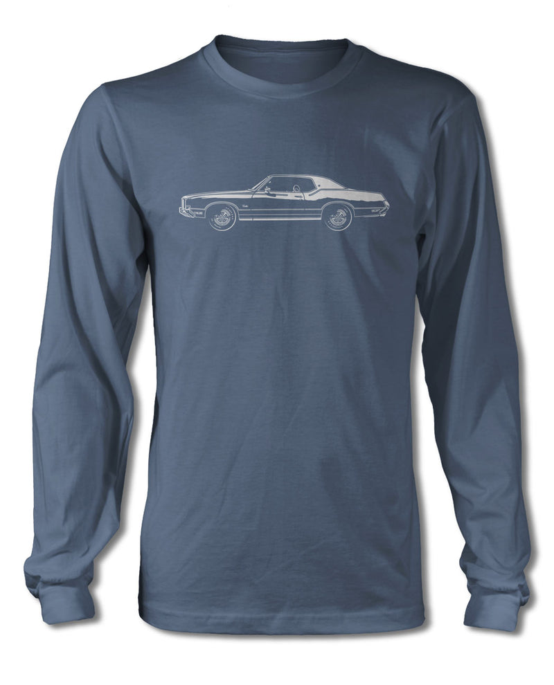 1972 Oldsmobile Cutlass Supreme Coupe with Stripes T-Shirt - Long Sleeves - Side View