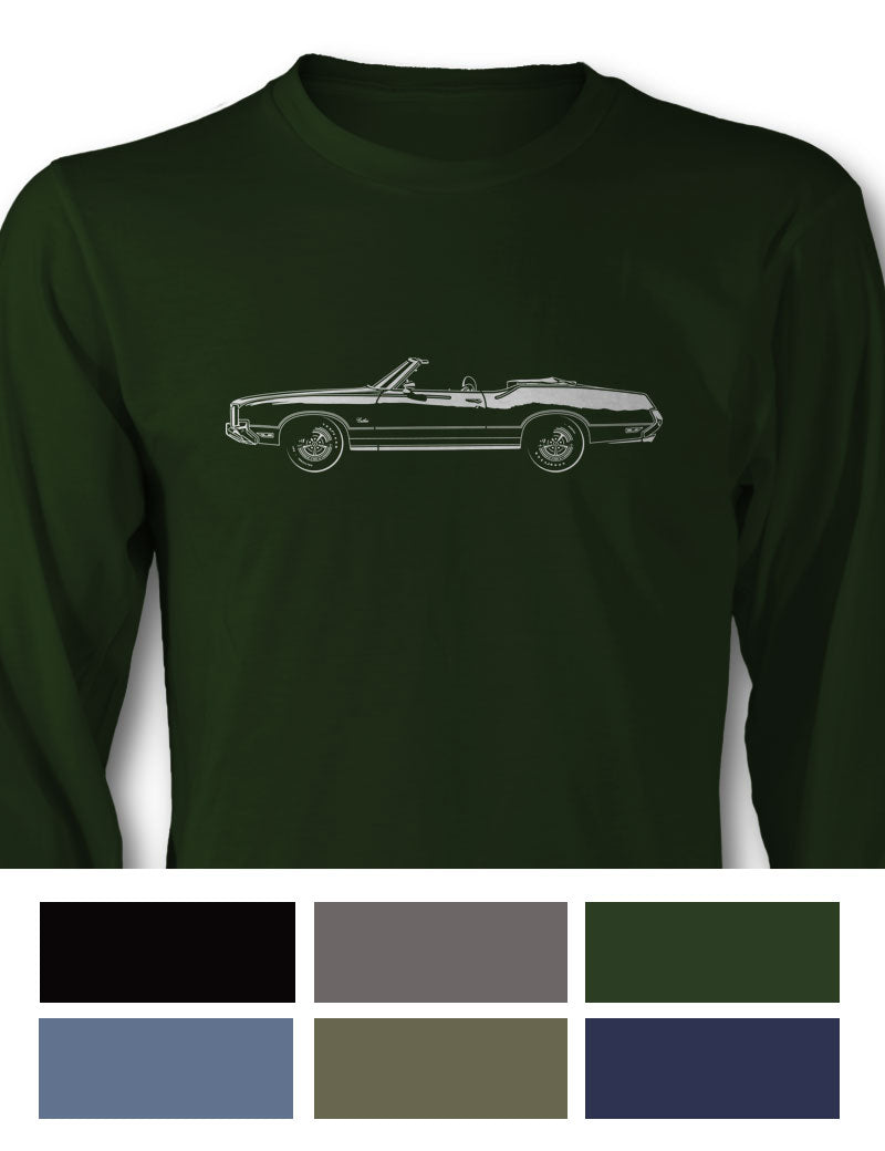 1972 Oldsmobile Cutlass Supreme Convertible with Stripes T-Shirt - Long Sleeves - Side View