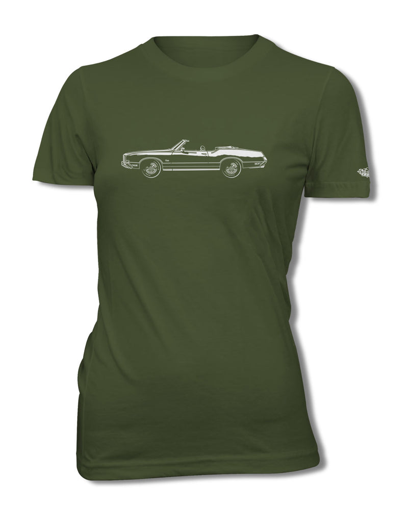 1972 Oldsmobile Cutlass Supreme Convertible with Stripes T-Shirt - Women - Side View