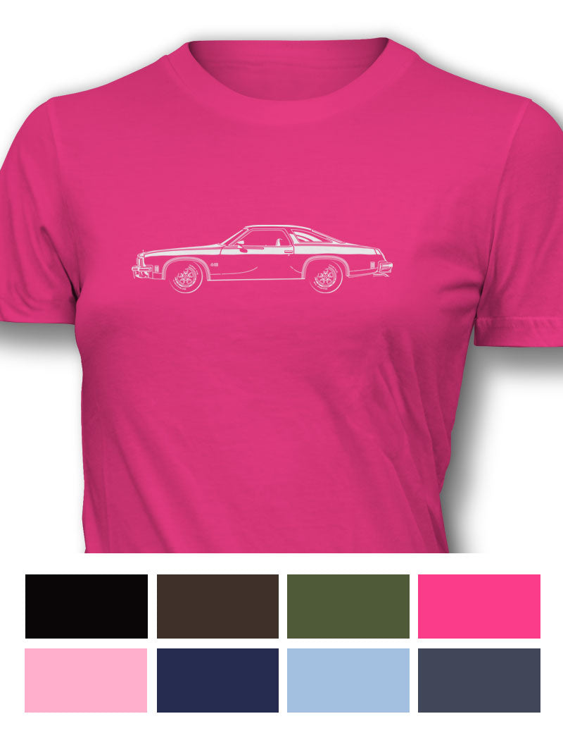1975 Oldsmobile Cutlass 4-4-2 Coupe with Stripes T-Shirt - Women - Side View