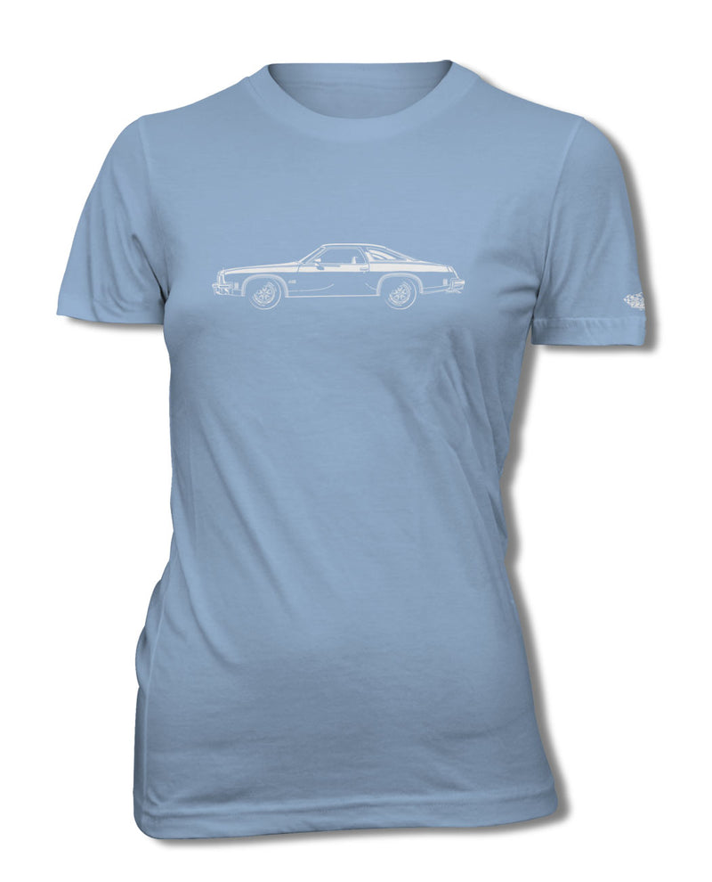 1975 Oldsmobile Cutlass 4-4-2 Coupe with Stripes T-Shirt - Women - Side View