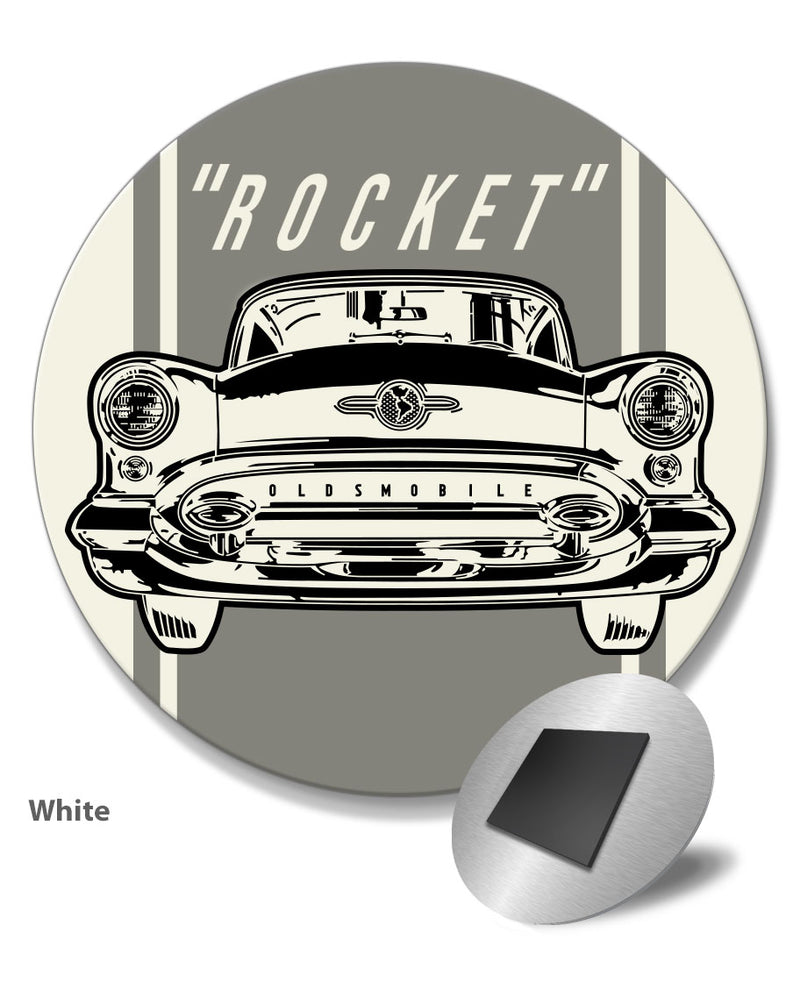 1955 Oldsmobile Front View Round Fridge Magnet - Front View