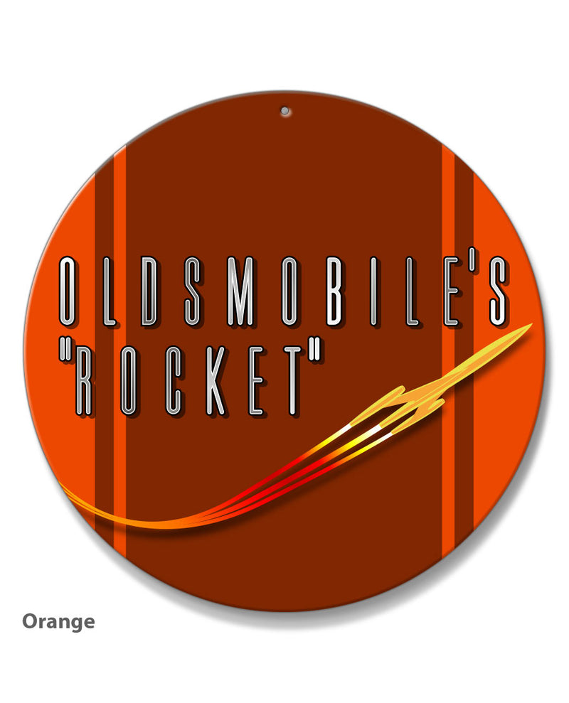 Oldsmobile Flying Rocket Emblem 1953 - 1955 - Round Aluminum Sign - Vintage Emblem