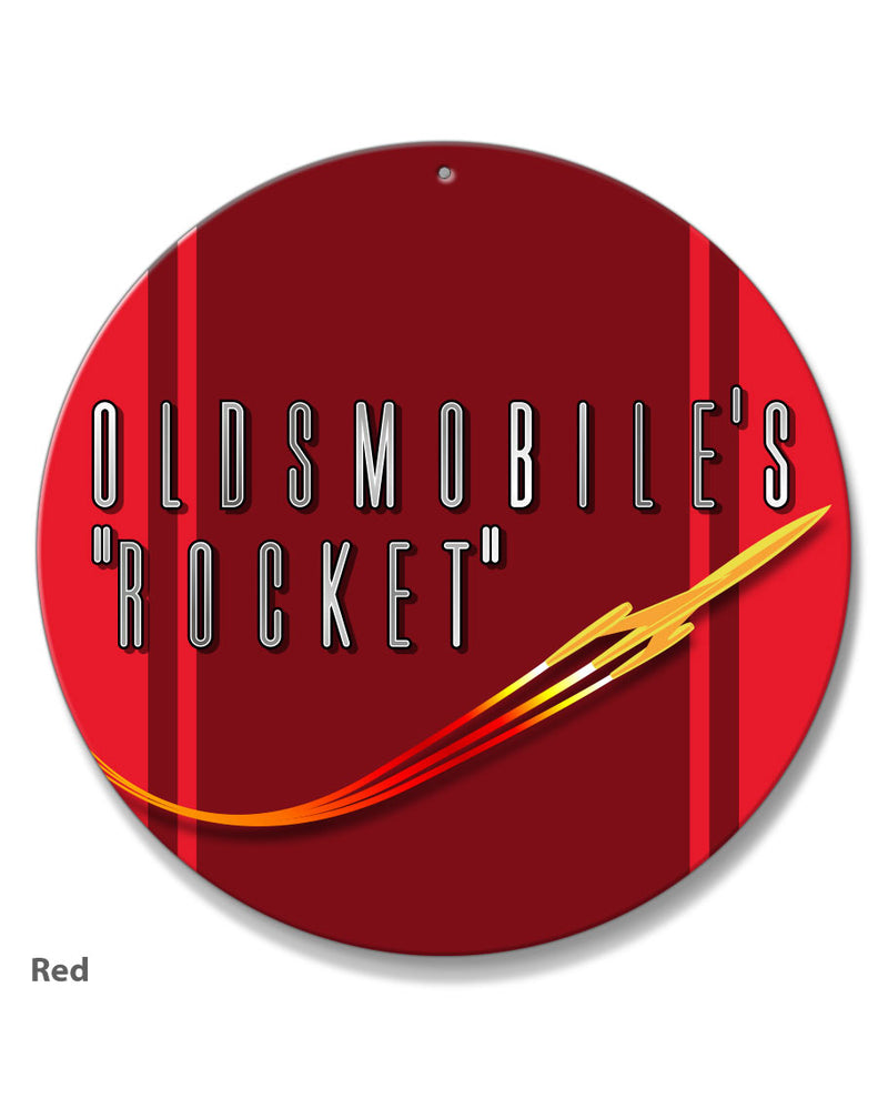 Oldsmobile Flying Rocket Emblem 1953 - 1955 - Round Aluminum Sign - Vintage Emblem