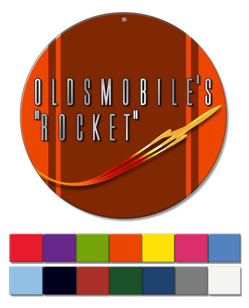 Oldsmobile Flying Rocket Emblem 1953 - 1955 - Round Aluminum Sign - Vintage Emblem