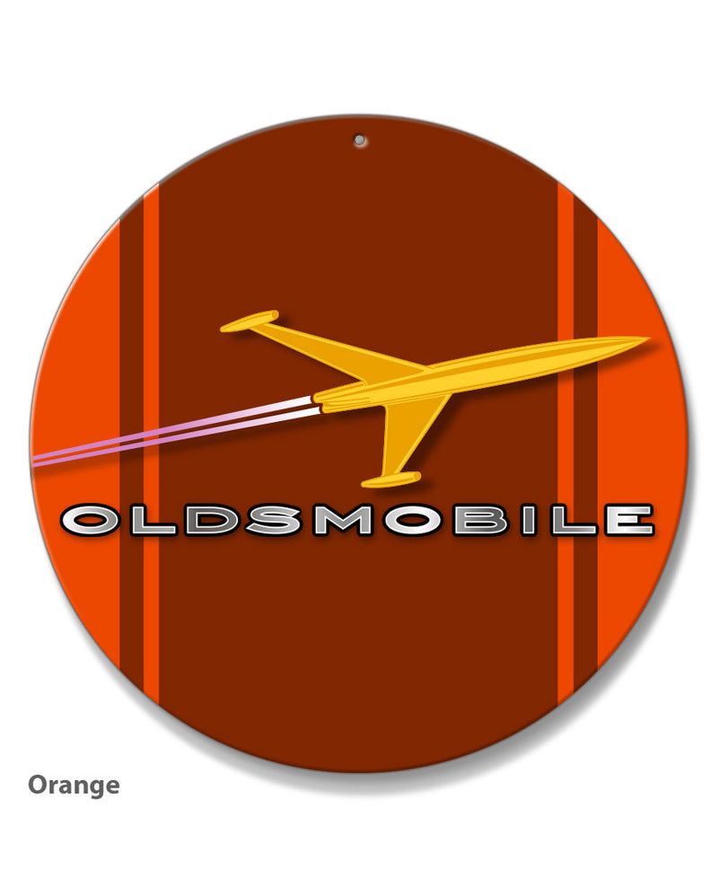 Oldsmobile Rocket Emblem 1956 - Round Aluminum Sign - Vintage Emblem