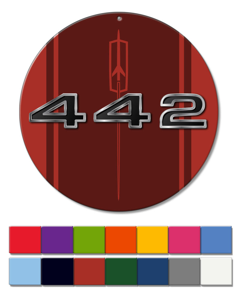 Oldsmobile 4-4-2 Emblem 1968 Round Aluminum Sign