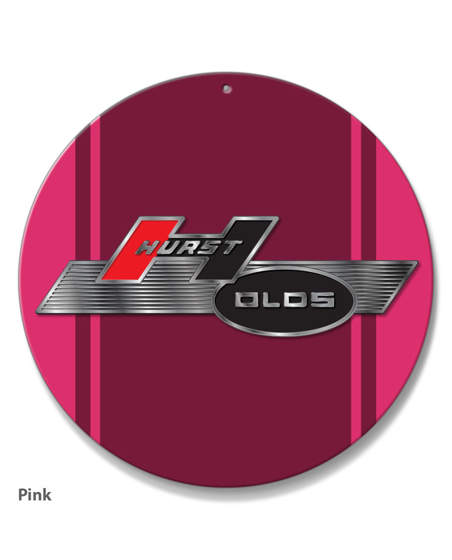Oldsmobile HURST/OLDS Emblem 1968 Round Aluminum Sign – Legend Lines