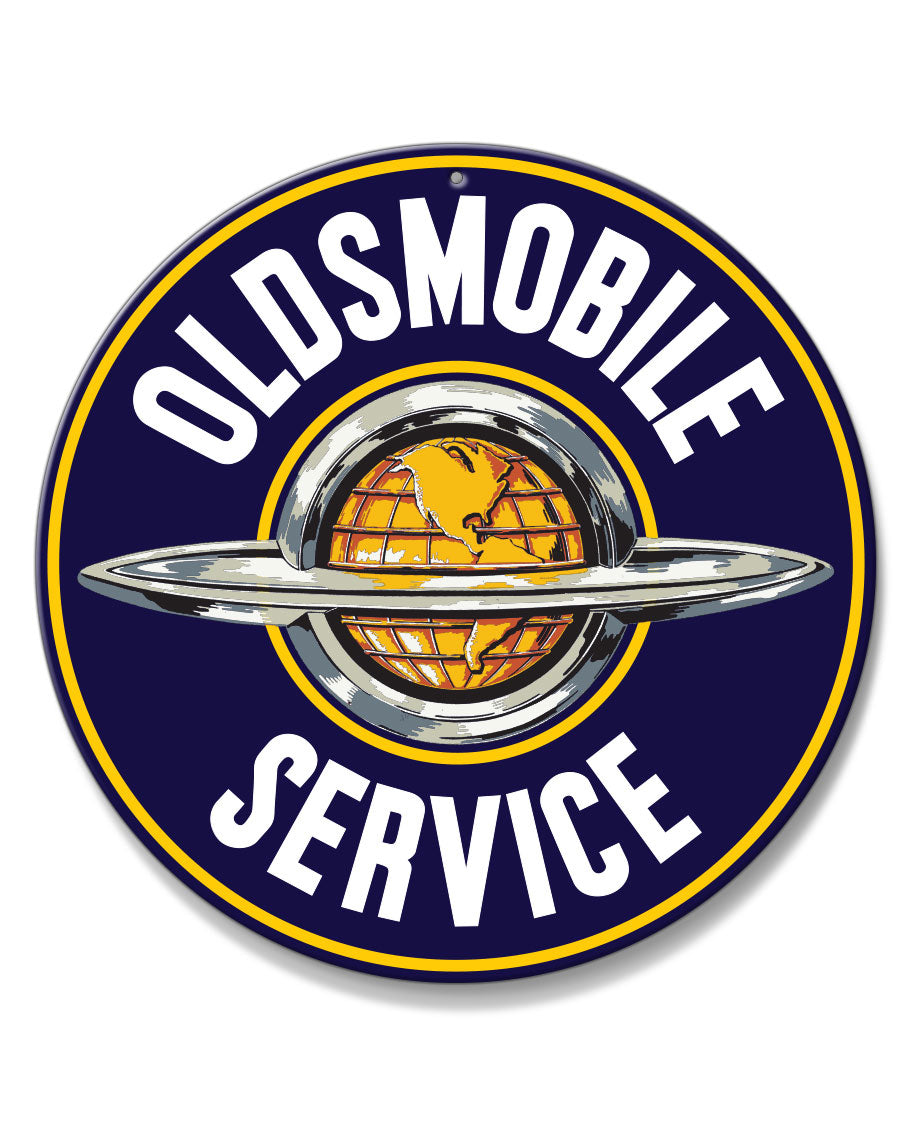 Oldsmobile Ringed Globe Emblem Round Aluminum Sign - Vintage Emblem