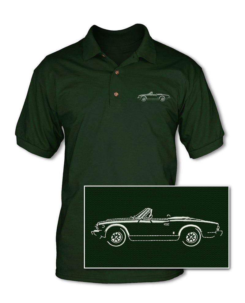 Fiat 124 Sport Spider Convertible 1966 - 1973 Adult Pique Polo Shirt - Side View