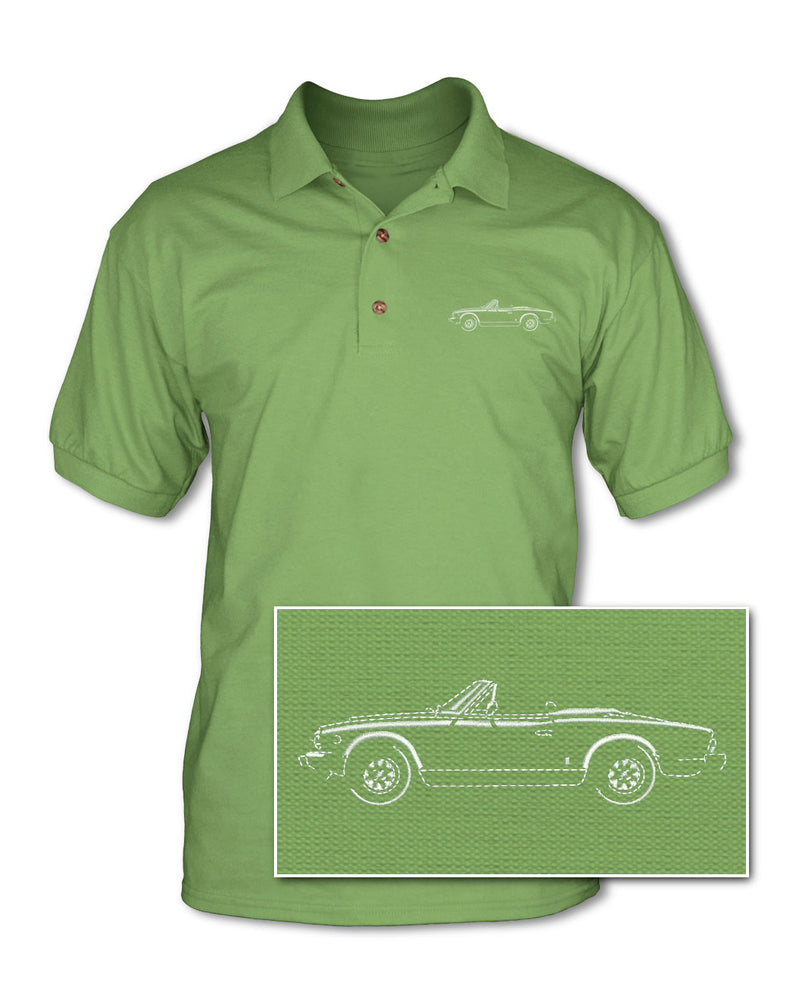 Fiat 124 Sport Spider Convertible 1966 - 1973 Adult Pique Polo Shirt - Side View