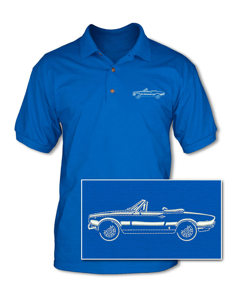 Fiat 124 Sport Spider Convertible 1966 - 1973 Adult Pique Polo Shirt - Side View