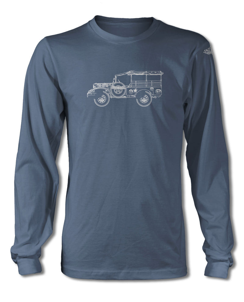 1944 Dodge WC-51 Weapons Carrier WWII T-Shirt - Long Sleeves - Side View