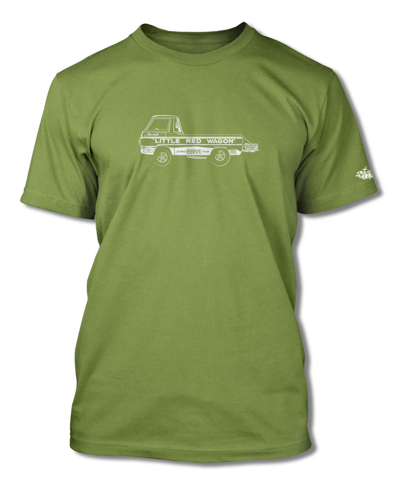 1965 Dodge A100 Pickup "Little Red Wagon" Dragster T-Shirt - Men - Side View
