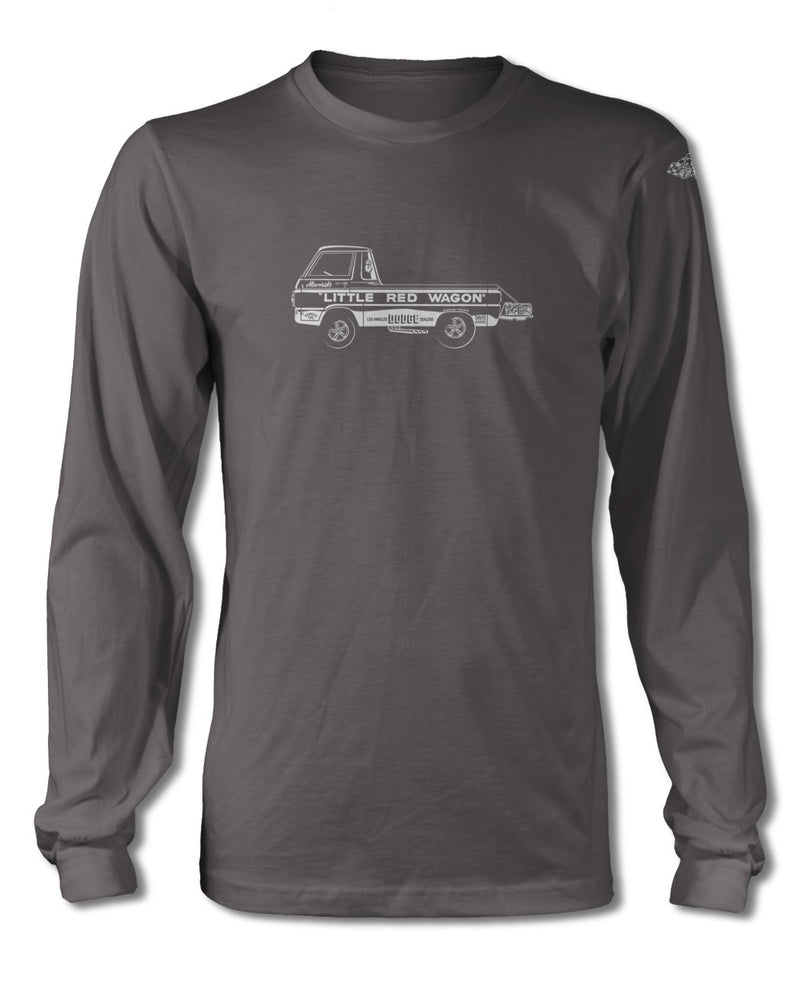 1965 Dodge A100 Pickup "Little Red Wagon" Dragster T-Shirt - Long Sleeves - Side View