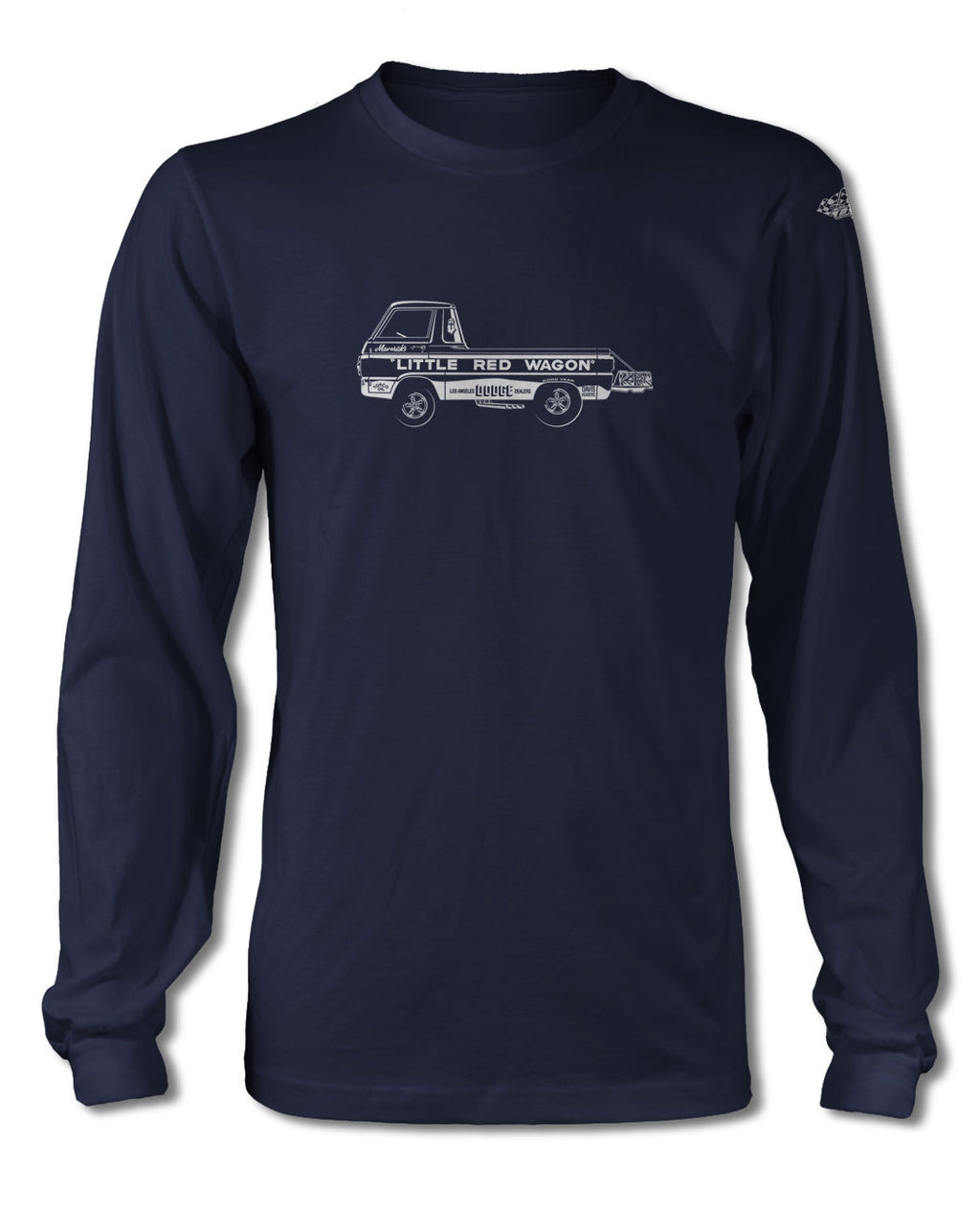 1965 Dodge A100 Pickup "Little Red Wagon" Dragster T-Shirt - Long Sleeves - Side View