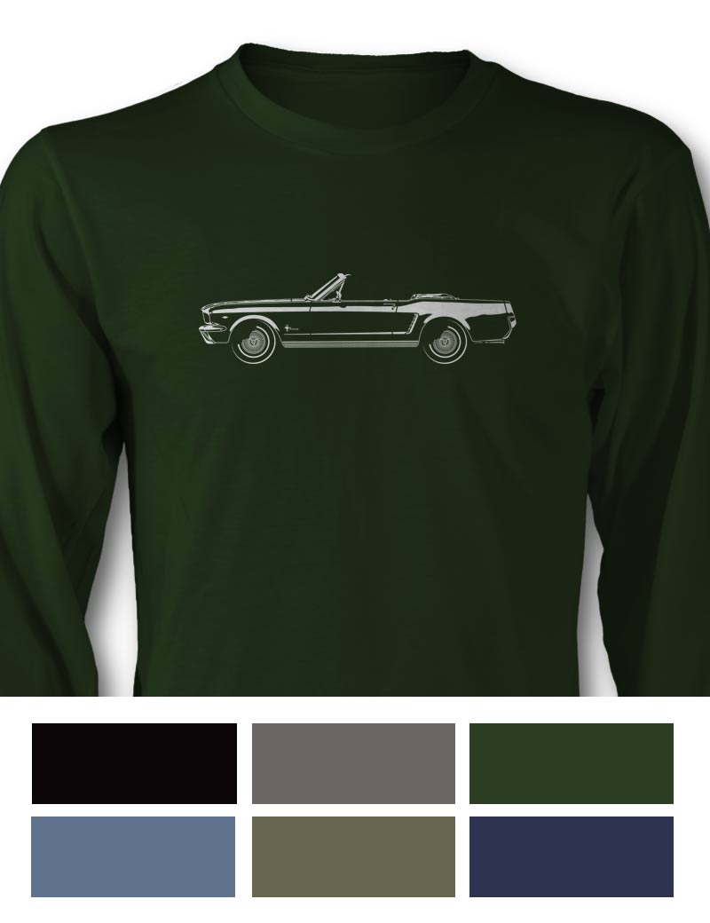1965 Ford Mustang Base Convertible T-Shirt - Long Sleeves - Side View