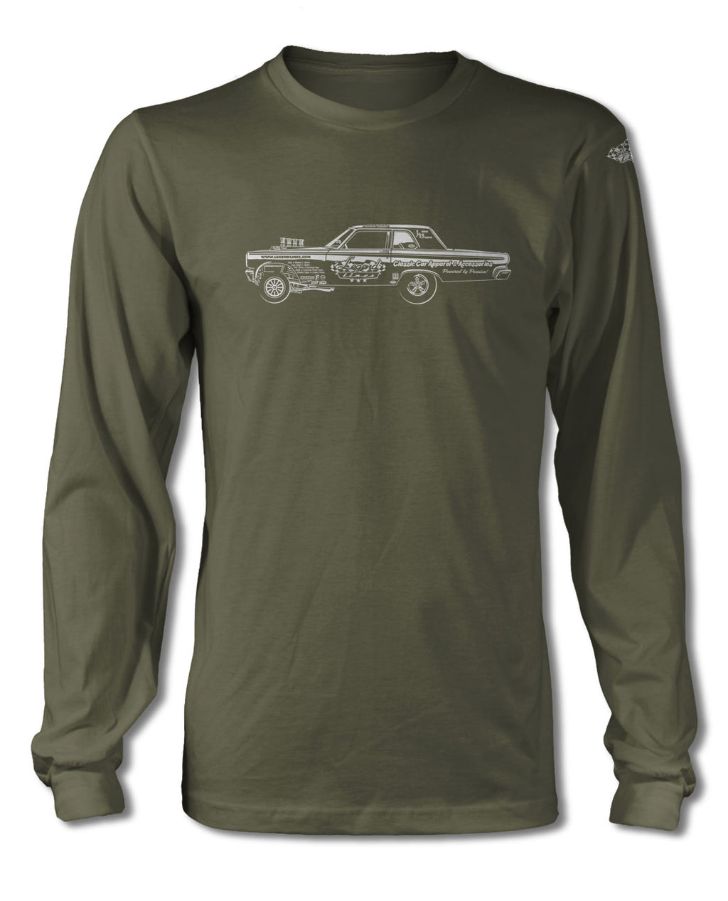 1965 Dodge Coronet Funny Car T-Shirt - Long Sleeves - Side View
