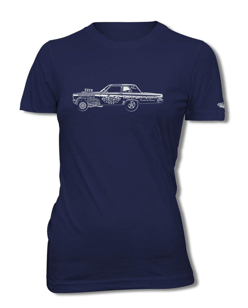 1965 Dodge Coronet Funny Car T-Shirt - Women - Side View