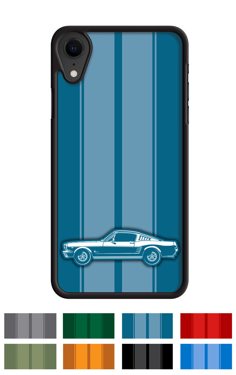 1966 Ford Mustang Base Fastback Smartphone Case - Racing Stripes