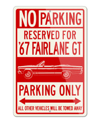1967 Ford Fairlane GTA Convertible Reserved Parking Only Sign
