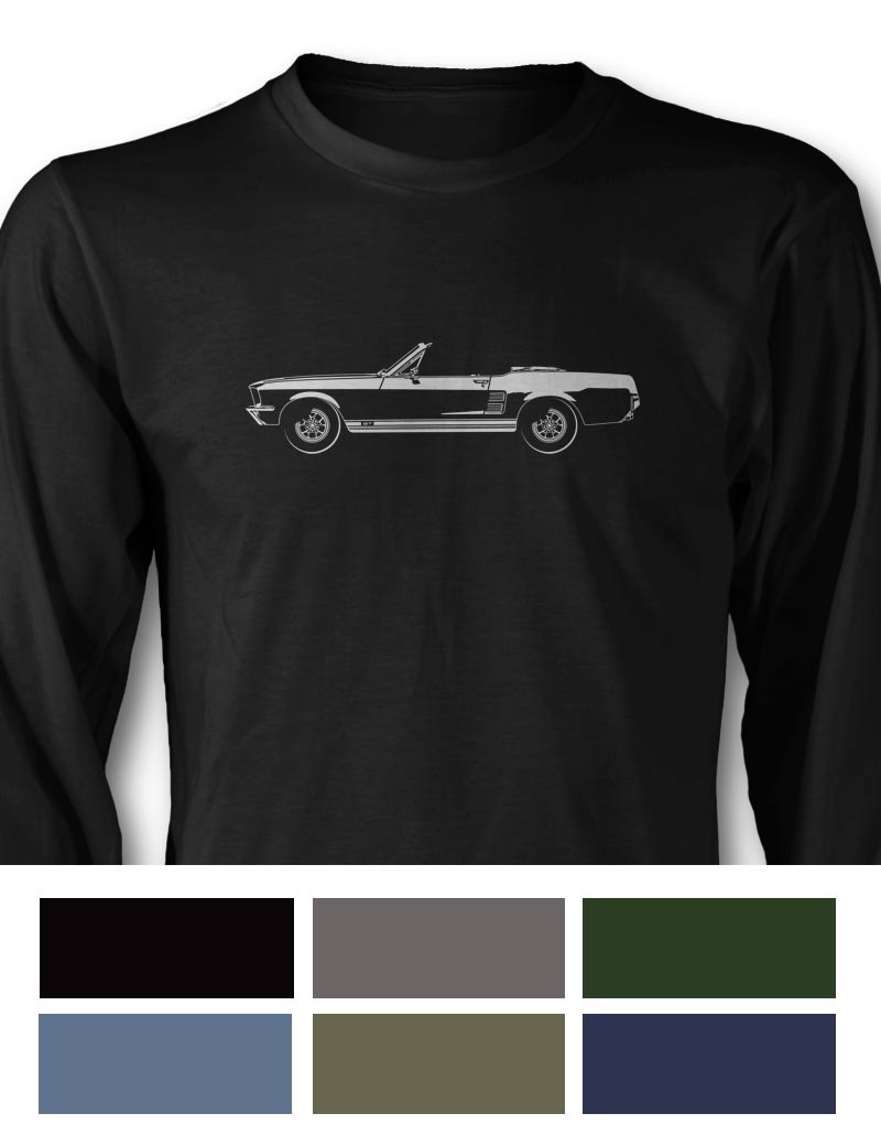 1967 Ford Mustang GT Convertible T-Shirt - Long Sleeves - Side View